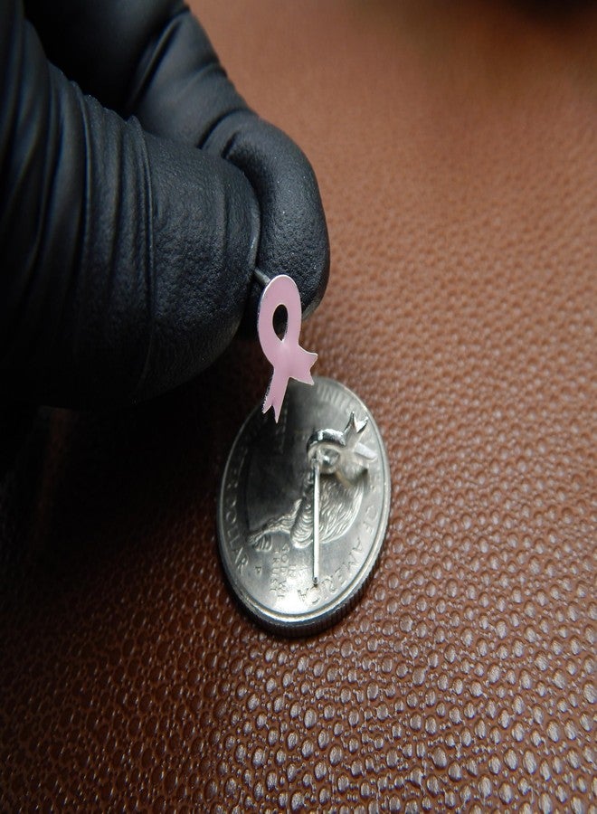 آيسروز أقراط محدودة الإصدار من الفضة الإسترليني عيار 925 الصلبة، مرصعة بشريط وردي للتوعية بسرطان الثدي، خالية من النيكل، لا تسبب الحساسية - Image 2