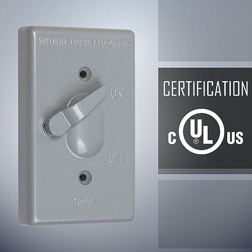 TayMac TC100S Weatherproof Toggle Cover, 1-Gang, Vertical Device Mount, Gray - Image 3