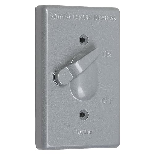 TayMac TC100S Weatherproof Toggle Cover, 1-Gang, Vertical Device Mount, Gray - Image 1