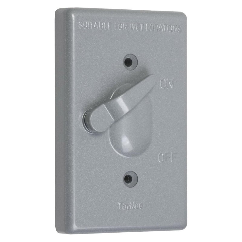 TayMac TC100S Weatherproof Toggle Cover, 1-Gang, Vertical Device Mount, Gray - Image 5