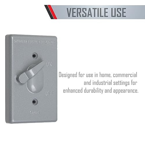 TayMac TC100S Weatherproof Toggle Cover, 1-Gang, Vertical Device Mount, Gray - Image 2