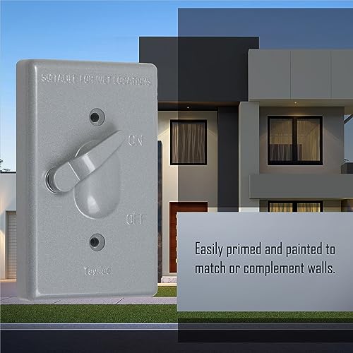 TayMac TC100S Weatherproof Toggle Cover, 1-Gang, Vertical Device Mount, Gray - Image 4