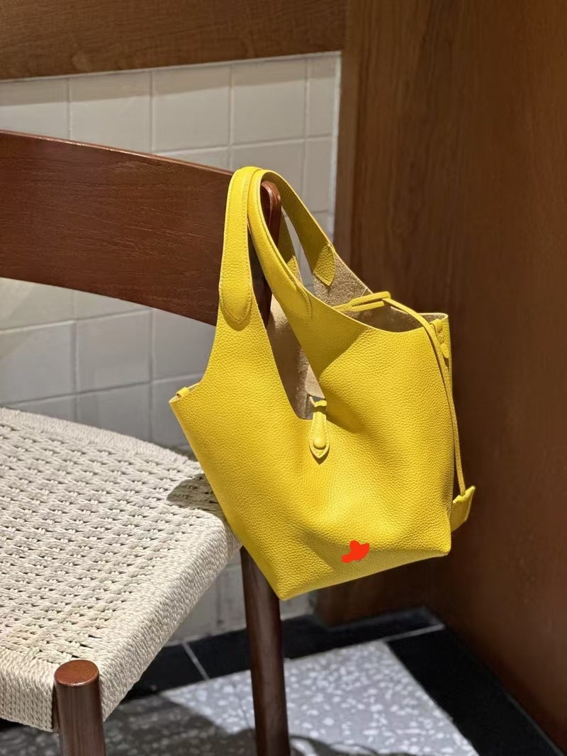 Raffia Basket 2025 Early Spring Style Lychee Pattern Large Capacity Simple Versatile Handheld Bucket Bag Handheld Mother-Daughter Bag - Image 1