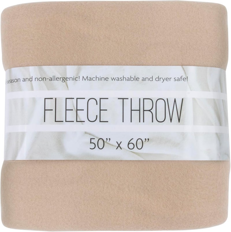 Trailmaker 50x60 Throw Blankets, Ultra Soft Hypoallergenic Fleece Fall Throw Blanket for Livingroom, Couch, Chair, Bed, Beige Khaki - Image 1