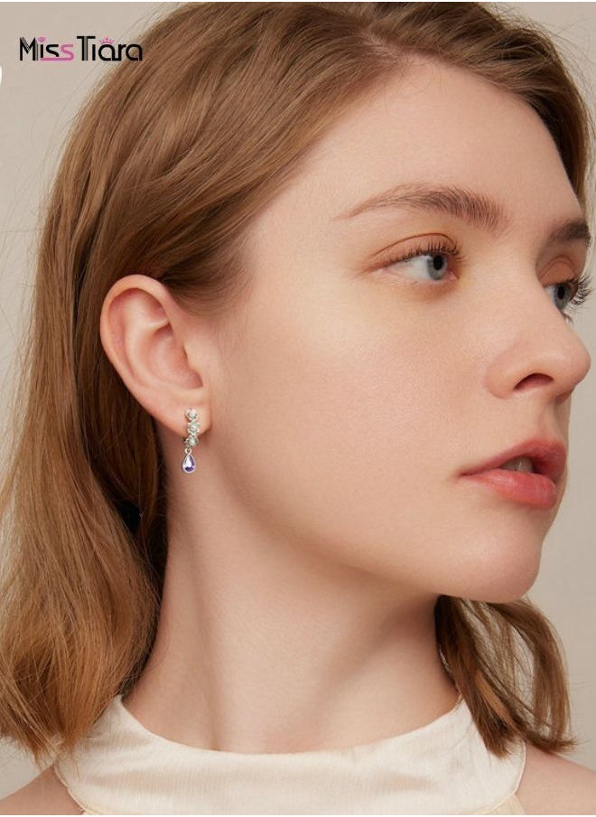 MissTiara - S925 Sterling Silver Retro Earrings Purple Zircon Shell Beads Simple Blooming Flower Stud Earrings for Women and Girls - Image 1