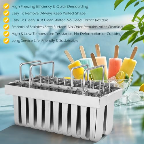 Dyna-Living Commercial Popsicle Molds 20PCS Round Heads without Slot Stainless Steel Popsicle Molds Metal Ice Cream Popsicle Mold with Lid, Single Cup Capacity 108ml - Image 3
