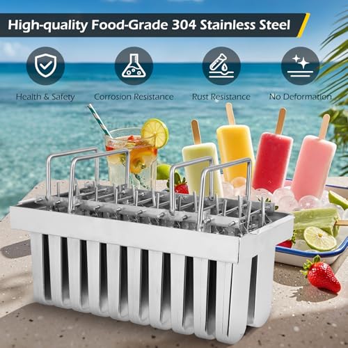Dyna-Living Commercial Popsicle Molds 20PCS Round Heads without Slot Stainless Steel Popsicle Molds Metal Ice Cream Popsicle Mold with Lid, Single Cup Capacity 108ml - Image 2