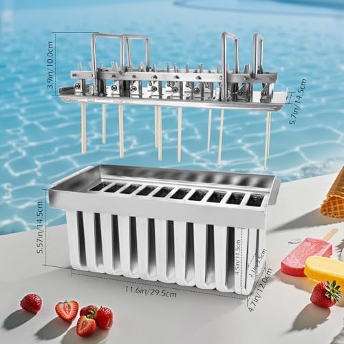Dyna-Living Commercial Popsicle Molds 20PCS Round Heads without Slot Stainless Steel Popsicle Molds Metal Ice Cream Popsicle Mold with Lid, Single Cup Capacity 108ml - Image 5