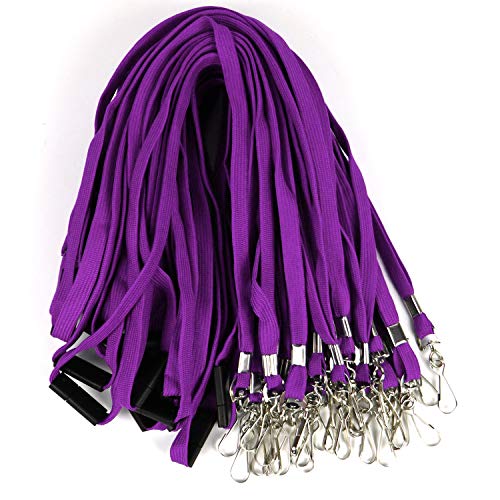 Ollain Safety Breakaway Lanyard with J-Hook Flat Lanyards for ID Badges - Bulk Pack of 50 (Purple) - Image 5