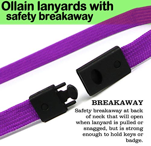 Ollain Safety Breakaway Lanyard with J-Hook Flat Lanyards for ID Badges - Bulk Pack of 50 (Purple) - Image 2