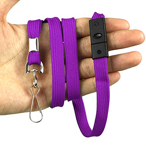 Ollain Safety Breakaway Lanyard with J-Hook Flat Lanyards for ID Badges - Bulk Pack of 50 (Purple) - Image 4