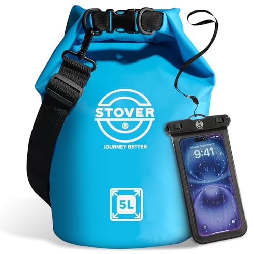 STOVER 51025304055L Waterproof Dry Bag Small Lightweight Roll Top Dry Bag Backpack wWaterproof Phone Case Kayaking Travel Hiking Fishing Tubing Camping the Beach MenWomen Blue - Image 1