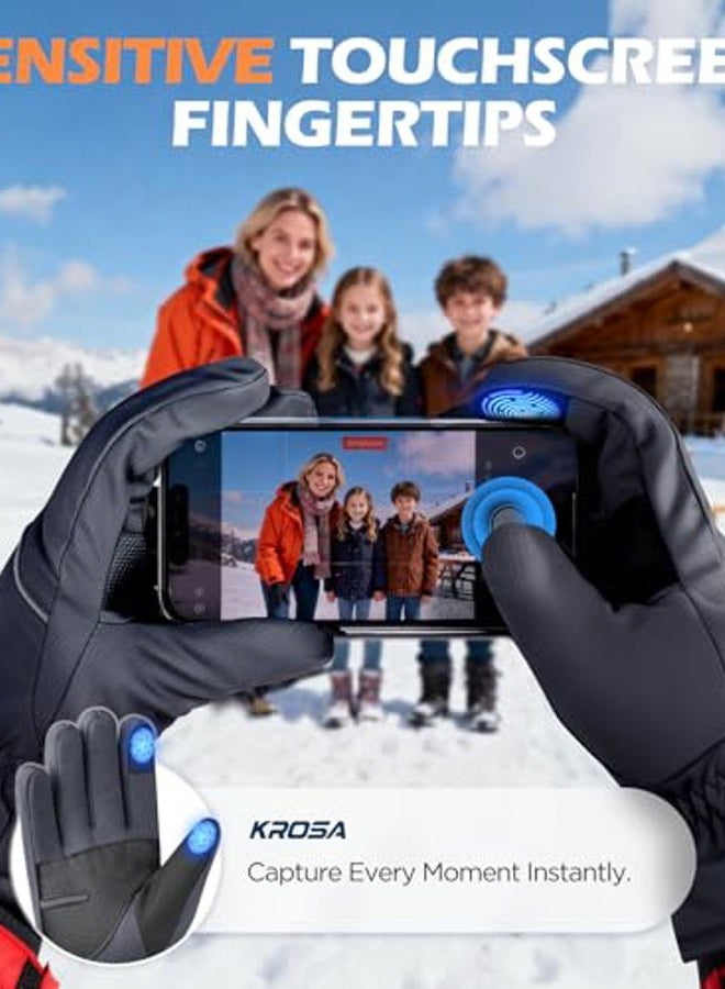 krosa 15°F Waterproof Winter Gloves for Women & Men, 3M Thinsulate Warm Ski Glove for Cold Weather, Touchscreen for Skiing Cycling Outdoor Sports - Image 4