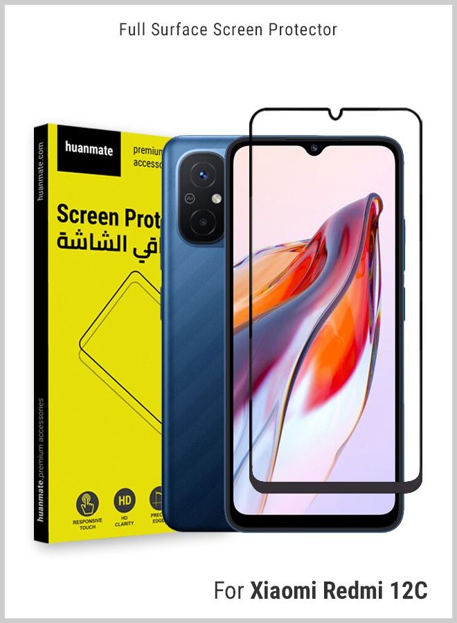 هووانميت واقي شاشة كامل الأسطح من الحافة إلى الحافة لهاتف شاومي ريدمى 12 سي - Image 1