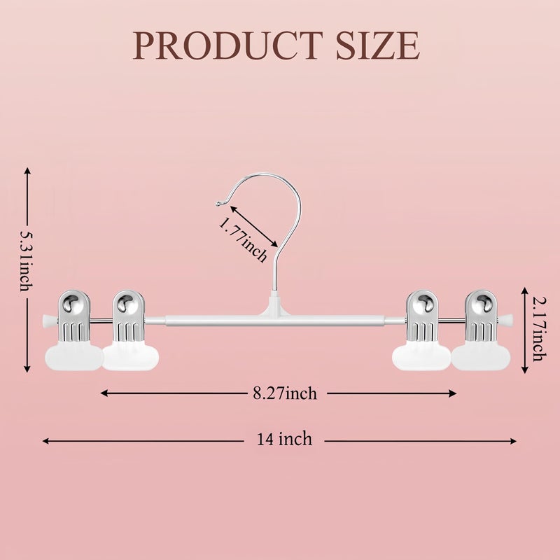 HWAJAN 14Inch Clothes Pants Hangers with Wide Clips 20 Pack,Non-Slip Adjustable Skirt Hanger for Women,Space-Saving Heavy Duty Men Hangers for Pants,Trousers,Jeans,Shorts,White - Image 3