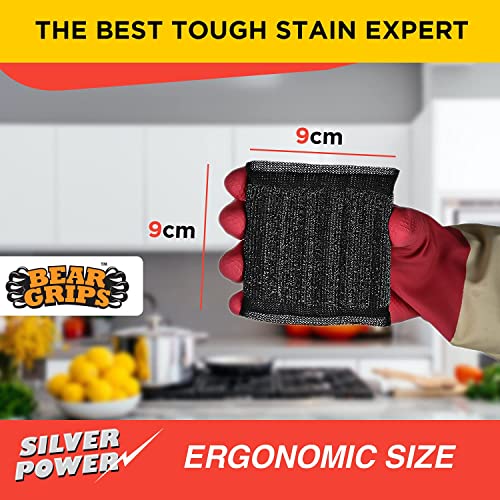 BEAR GRIPS Silver Power Foam/Sponge Wool Scrubber with Steel Loops for Tough Oily Stains Dish Washing - Pack of 12 - Image 5