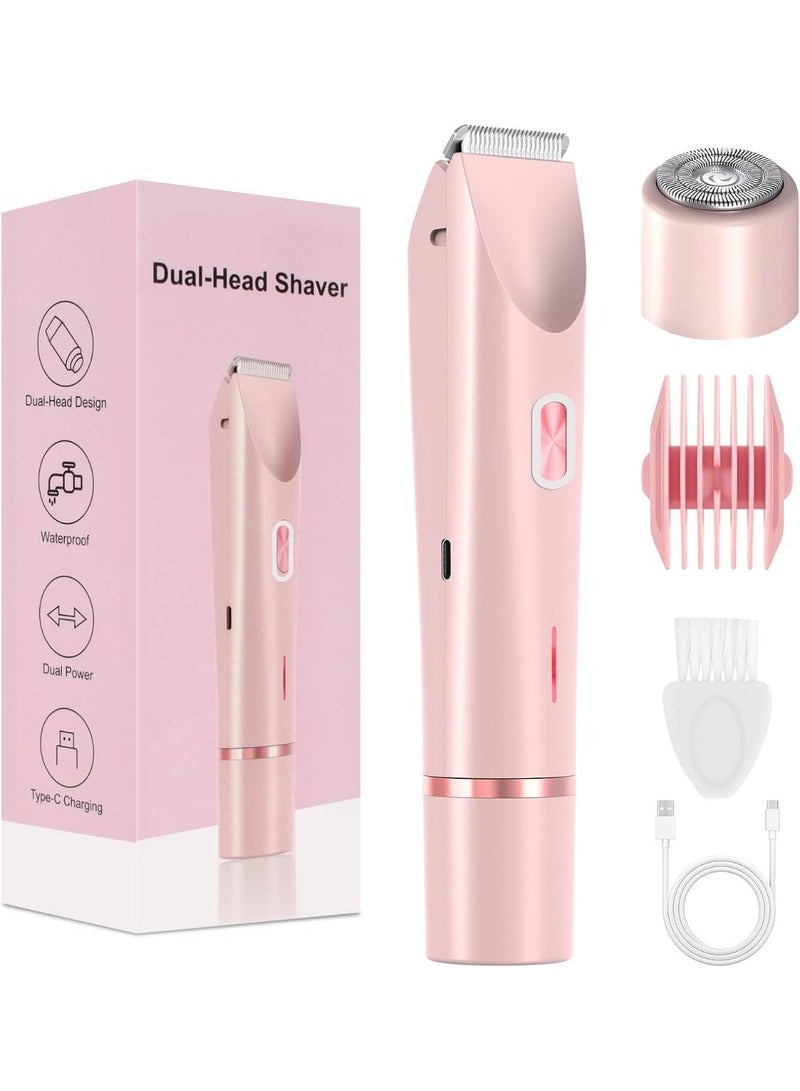 2026 New Bikini Trimmer for Women,Dermave Bikini Shaver,2-in-1 Electric Razors for Women(Pink) - Image 1