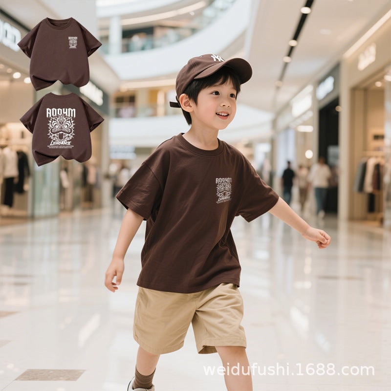 Boys Summer T-Shirt New Children'S Wear T-Shirt Men'S Treasure Casual Loose Western Style All-Match Top Small And Medium Children'S Wear Short Sleeve 8 - Image 4