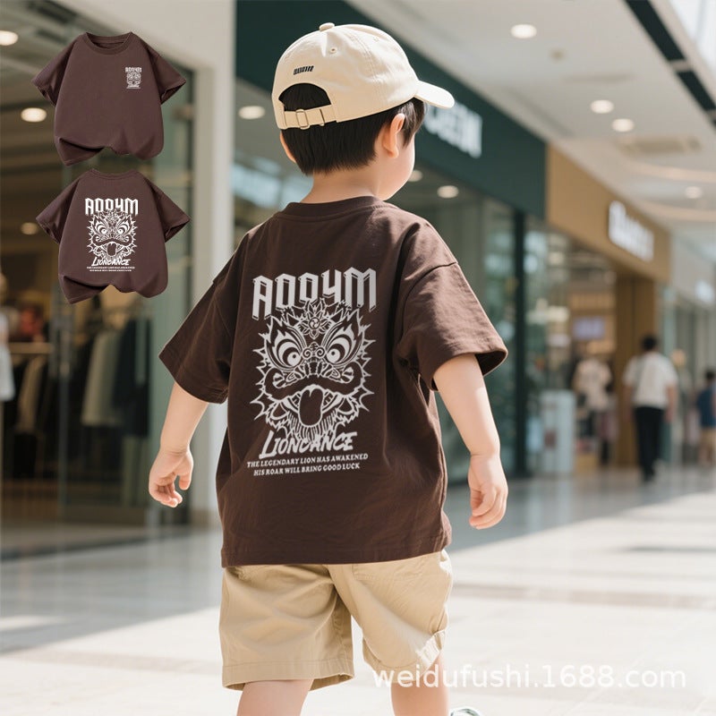 Boys Summer T-Shirt New Children'S Wear T-Shirt Men'S Treasure Casual Loose Western Style All-Match Top Small And Medium Children'S Wear Short Sleeve 8 - Image 5