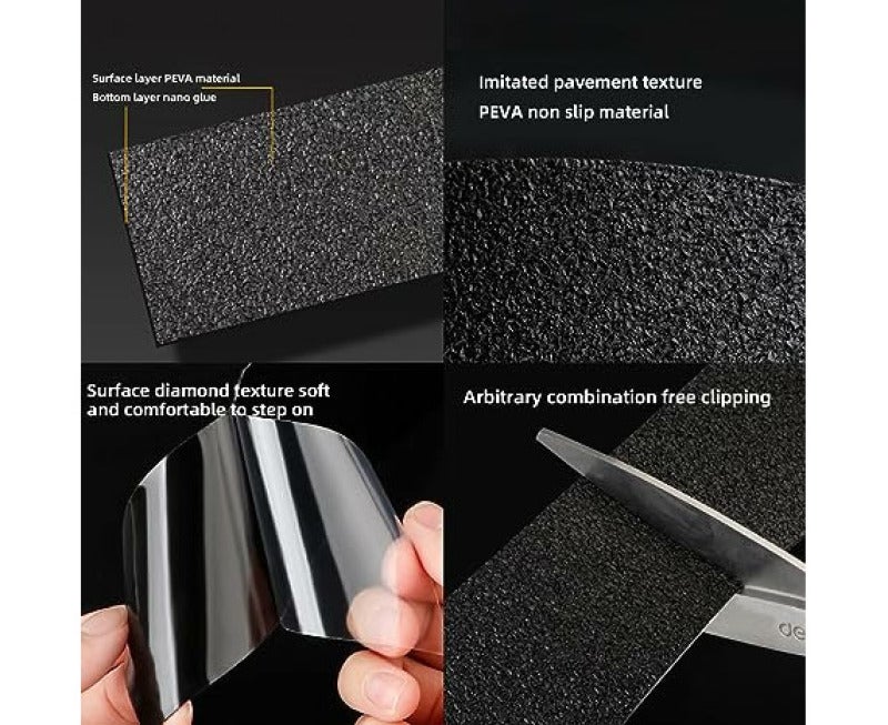 Carbon Fiber Door Sill Stickers 2 Rolls PEVA Material Waterproof Scratch-Resistant - Anti-Slip Texture Strong Adhesion Clear Protective Film for Car Hood Trunk Interior Motorcycles Laptops Bags - Image 4