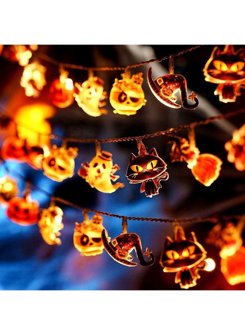 Halloween Lights, 3 Meter 20 LED Waterproof 3D Pumpkin Cat Ghost Battery Operated String Lights with Timer - 8 Lighting Modes Fairy Light for Window Indoor Outdoor Decor Halloween Party Decorations - Image 1