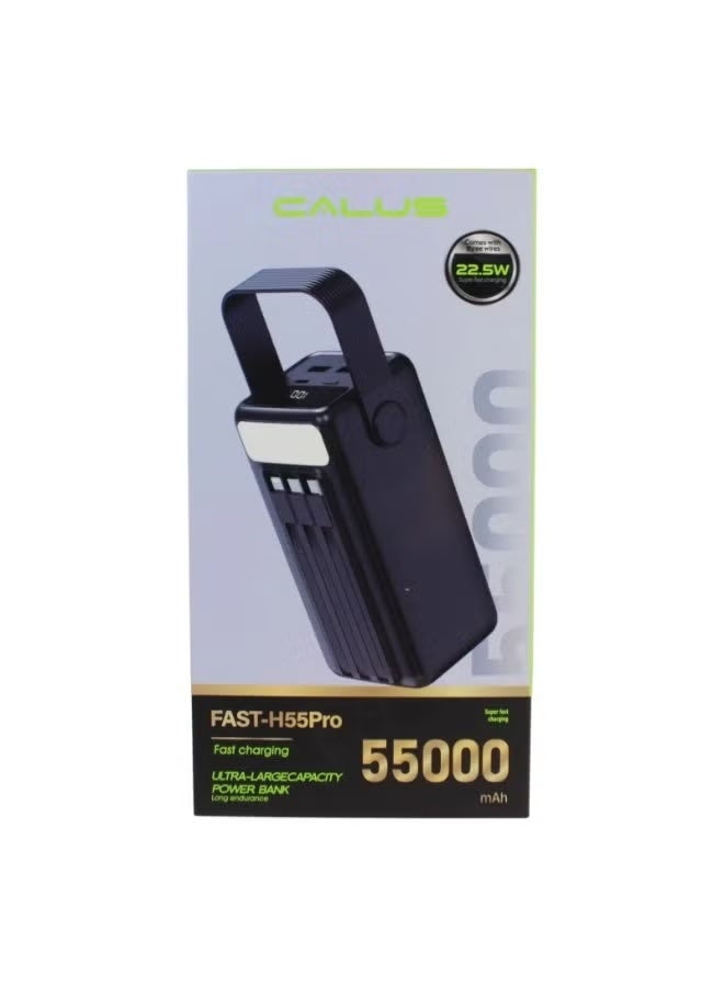 CALUS باور بانك FAST-H55Pro بسعة 55000mAh – شحن فائق السرعة 22.5W، مع 3 كابلات شحن مدمجة، شاشة رقمية، بطارية خارجية محمولة للهواتف الذكية والأجهزة اللوحية - Image 3