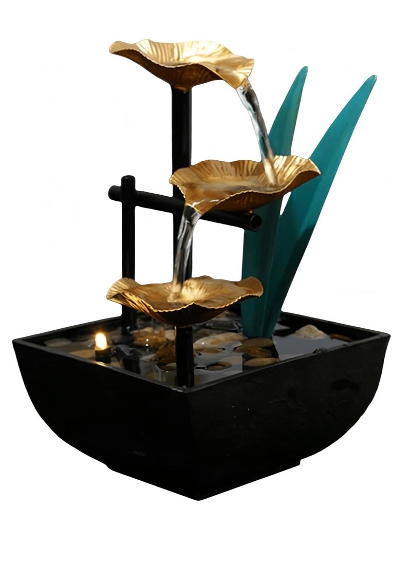 GUDOO Waterfall Fountain Indoor, Tabletop Water Fountain, Indoor Tabletop Fountain, Fengshui Desktop Fountain, Zen Decor, Meditation Table Fountain for Living Study Tea Room, Office, Yoga Room, Beauty Club  - Image 1