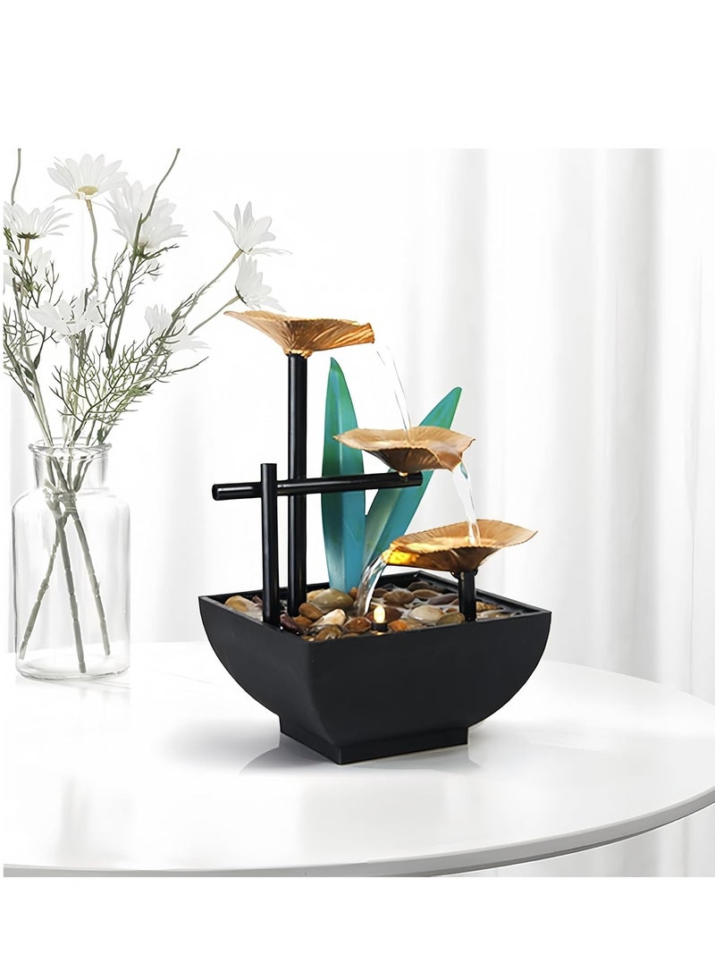 GUDOO Waterfall Fountain Indoor, Tabletop Water Fountain, Indoor Tabletop Fountain, Fengshui Desktop Fountain, Zen Decor, Meditation Table Fountain for Living Study Tea Room, Office, Yoga Room, Beauty Club  - Image 3
