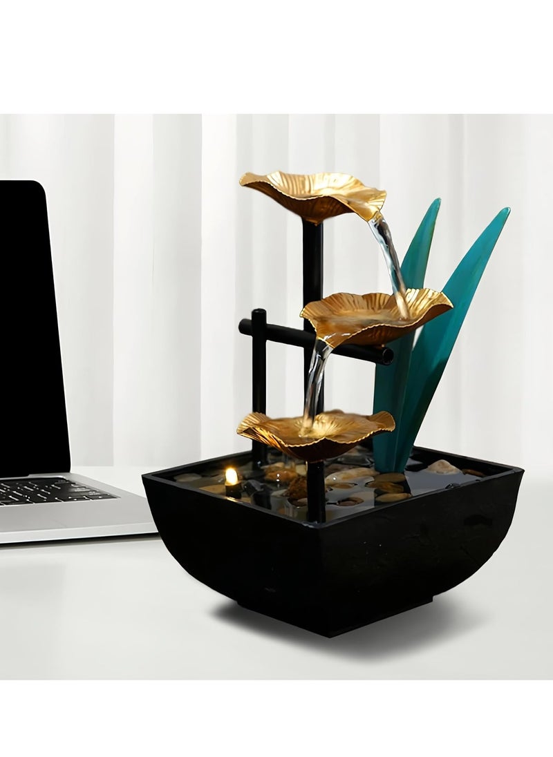 GUDOO Waterfall Fountain Indoor, Tabletop Water Fountain, Indoor Tabletop Fountain, Fengshui Desktop Fountain, Zen Decor, Meditation Table Fountain for Living Study Tea Room, Office, Yoga Room, Beauty Club  - Image 4