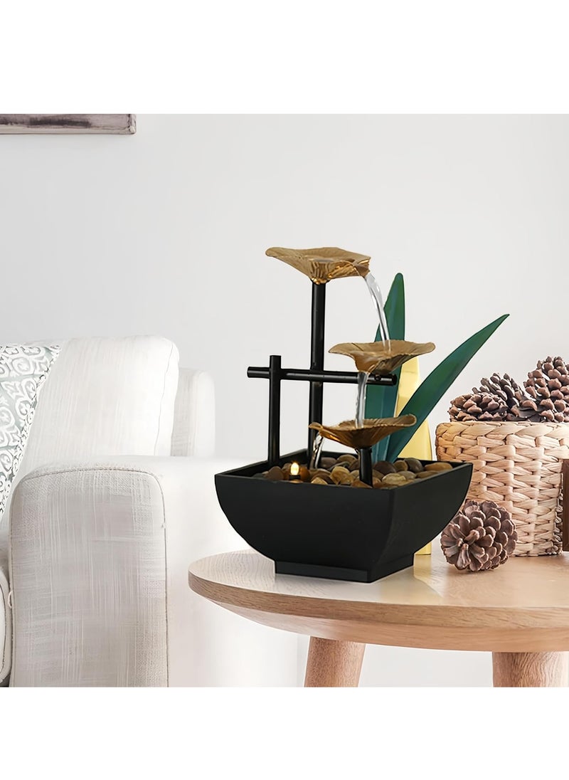 GUDOO Waterfall Fountain Indoor, Tabletop Water Fountain, Indoor Tabletop Fountain, Fengshui Desktop Fountain, Zen Decor, Meditation Table Fountain for Living Study Tea Room, Office, Yoga Room, Beauty Club  - Image 5