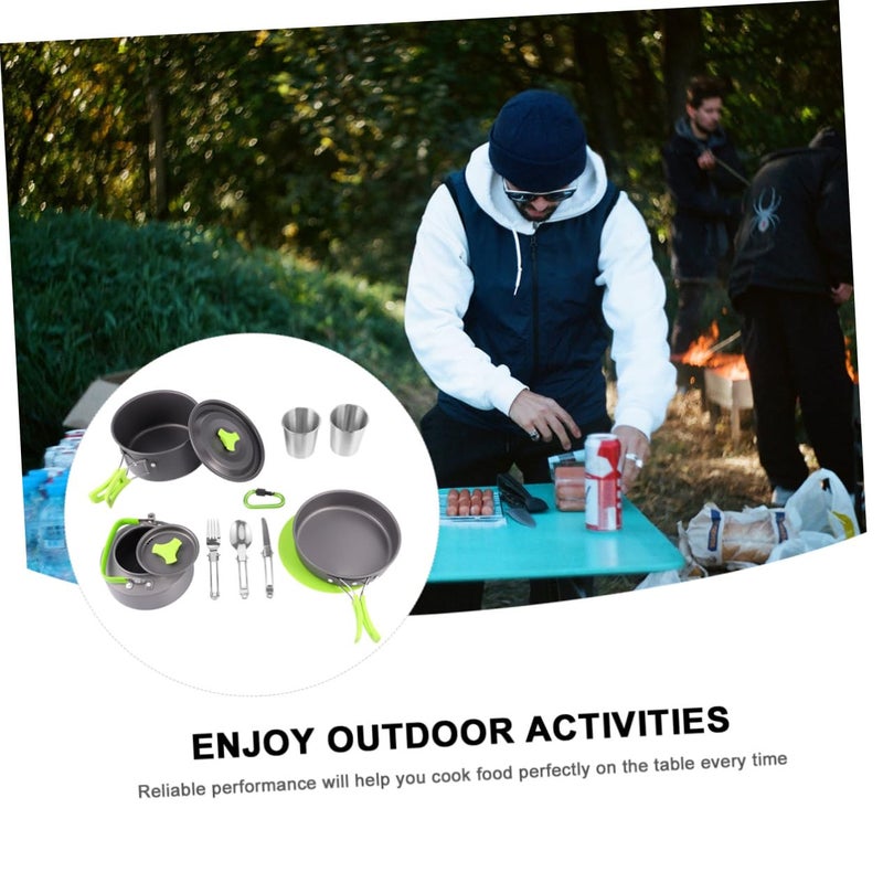 Portable Camping Cookware Set with Cutlery Lightweight Outdoor Cooking Tools for Picnics Hiking Travel - Image 4