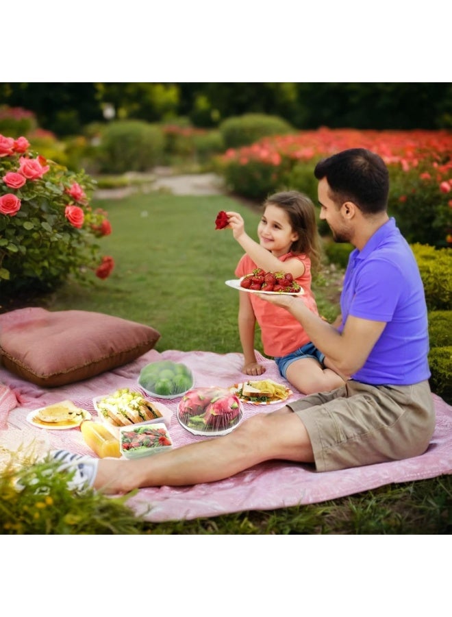 Meetion 100PCS Fresh Keeping Bowl Covers, Elastic Food Wrap for Outdoors - Stretchable Lids for Leftovers, Picnic Dish Plate Covers - Image 3