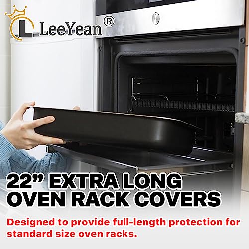 LeeYean Extra Long Oven Rack Shields 22 Inch, 4 Pack Heat Resistant Oven Guards for Racks, Food Grade Silicone Oven Rack Edge Protector, Full Length Fit on Standard-Sized Ovens, Prevents Hand and Arm Burns - Image 2