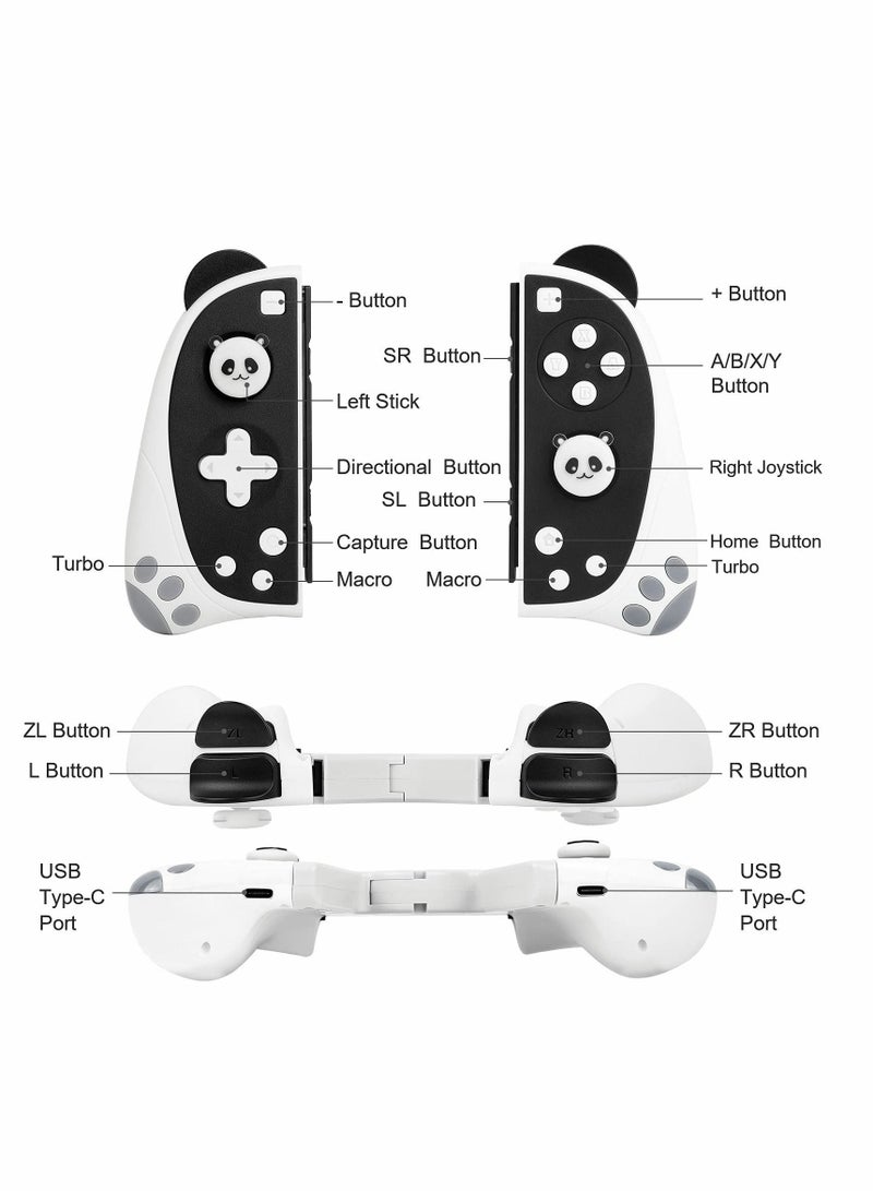 Y&D Switch Wireless Controller for Bluetooth Gamepad Kawaii Accessories, Handle+Cover+Stand, Panda  - Image 3