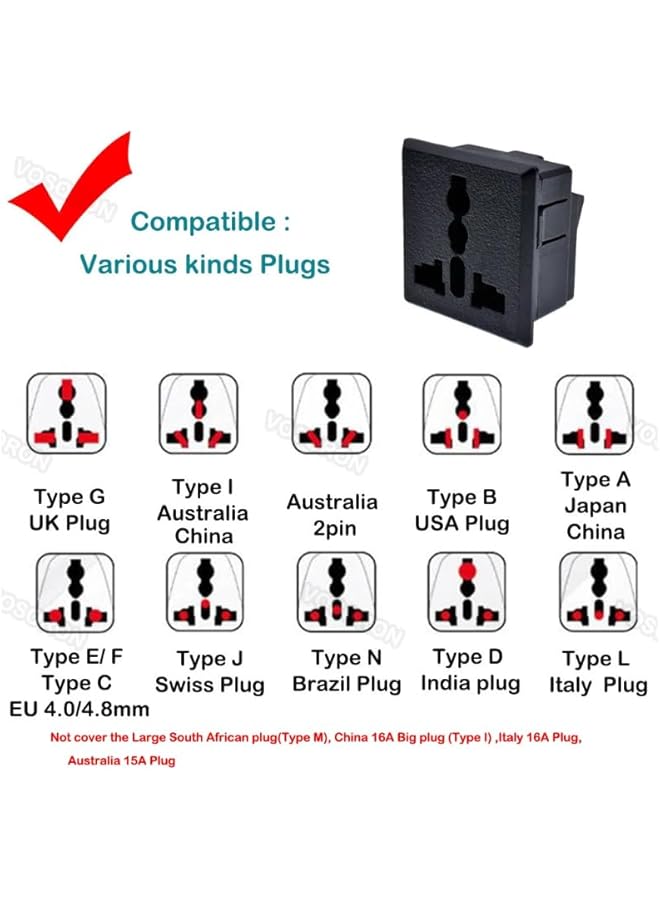 PROMASS Power Socket Outlet Panel Mount Universal UK US EU AU Plug Socket Receptacle Electric with Electric shock safety door (2) - Image 4