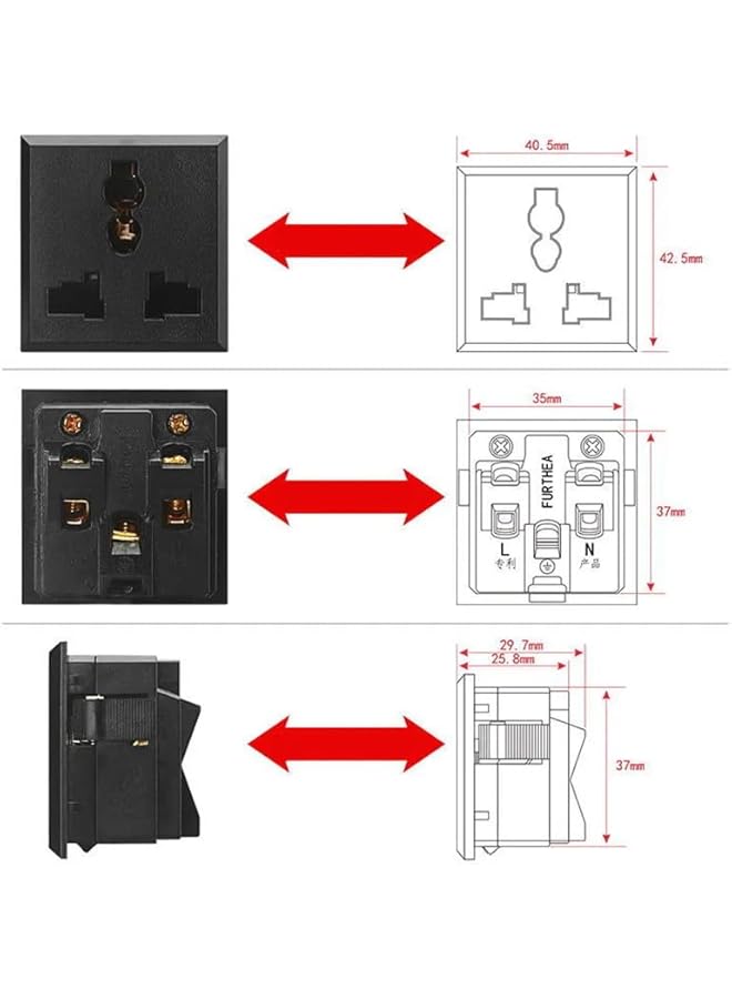 PROMASS Power Socket Outlet Panel Mount Universal UK US EU AU Plug Socket Receptacle Electric with Electric shock safety door (2) - Image 3