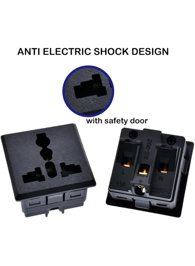 PROMASS Power Socket Outlet Panel Mount Universal UK US EU AU Plug Socket Receptacle Electric with Electric shock safety door (2) - Image 2