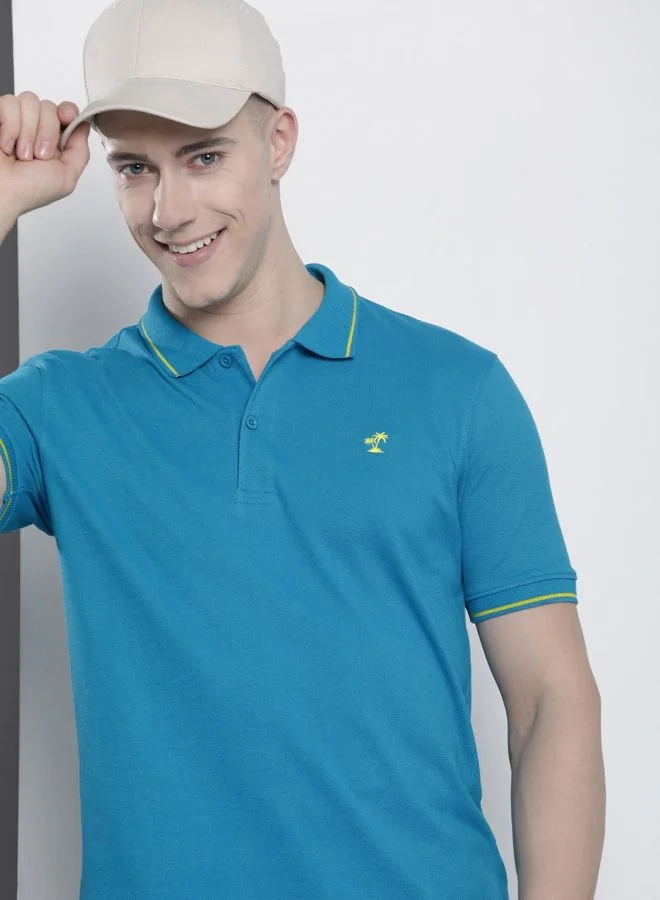Men Slim Fit Solid Polo Collar Tshirt