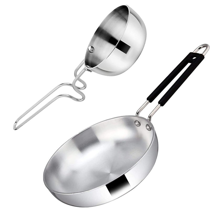 IDEAL PRIME Heavy Gauge Aluminium Frying Pan Tadka Pan Combo Set Rust Proof Fry Pan Omlet Pan Baghari Cookware Set Pack of 2 - Image 1