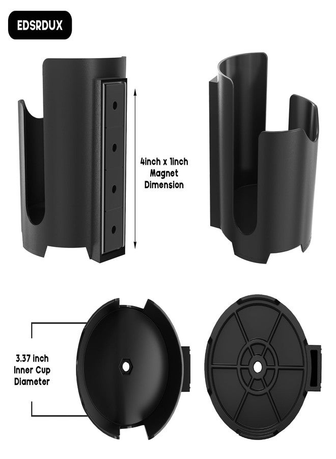 EDSRDUX Magnetic Cup Holder - Heavy-Duty 3.39" Magnetic Caddy Fits Mugs, Bottles & Cans (Holds 8lb) - for Fridge, Buses, Cruise Ships, Tractors, Sightseeing Cars (Black, 2pack) - Image 3