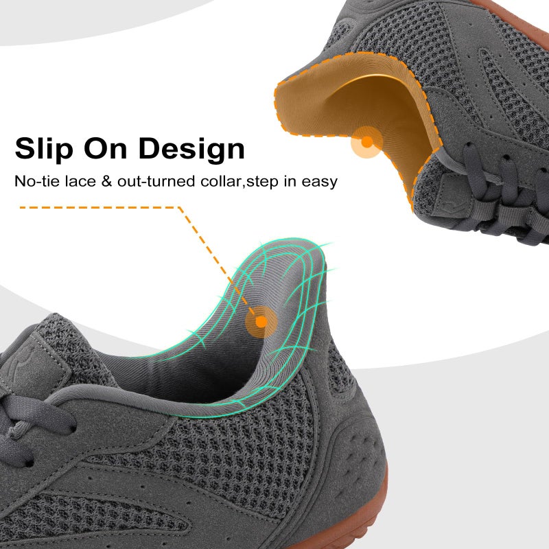 relxfeet أحذية ريلكسفيت للرجال بدون كعب، تصميم بسيط، صندوق أصابع واسع، أحذية رياضية غير قابلة للانزلاق للمشي والجري والاستخدام طوال اليوم (رمادي داكن، 44) - Image 3