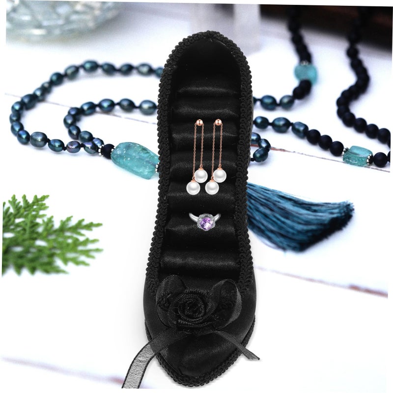 Shoe Shaped Jewelry Organizer Ring Holder Black Display Stand For Earrings Necklaces - Image 5