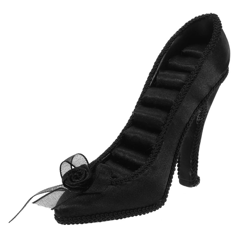 Shoe Shaped Jewelry Organizer Ring Holder Black Display Stand For Earrings Necklaces - Image 2
