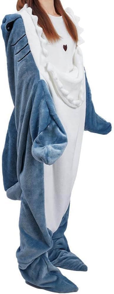 inkArts Shark Blanket Hoodie Kid, Wearable Shark Blanket, Shark Sleeping Bag, Soft Cozy Warm Flannel Hoodie, Shark Blanket Onesie Kids(XXXL) - Image 3