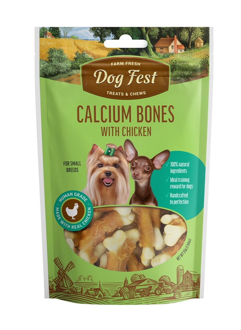 Dog Fest Calcium Bones With Chicken Treats For Mini Dogs 55g  - Image 1