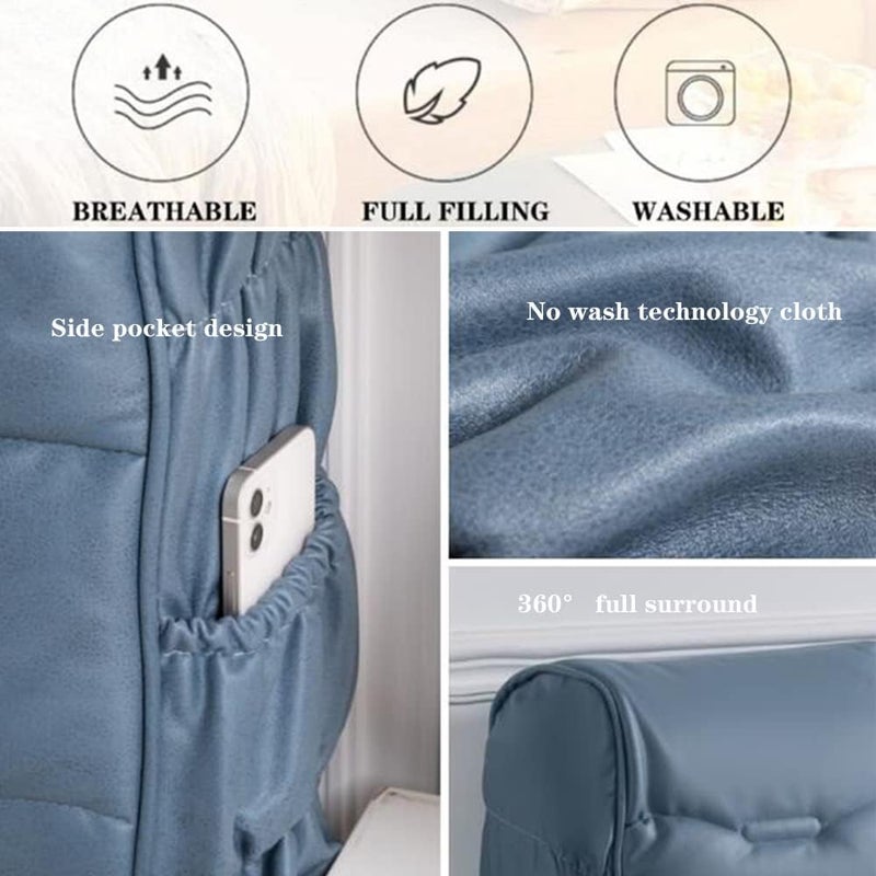 All Inclusive Elastic Bedside Cover Soft Bed Head Cover Wipeable Technical Cloth Bedroom Headboard Cover Solid Color Headboards Dust Cover,Blue,78.7"/200cm - Image 4