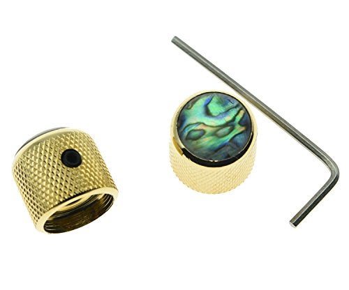 KAISH Gold Set of 2 Abalone Top Guitar Knobs Dome Knobs Bass Knob with Set Screw for Tele/Telecaster - Image 2