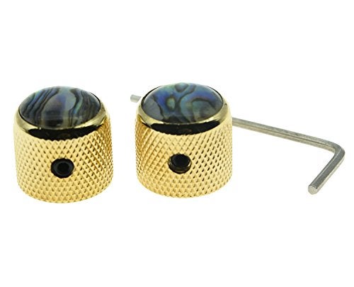 KAISH Gold Set of 2 Abalone Top Guitar Knobs Dome Knobs Bass Knob with Set Screw for Tele/Telecaster - Image 3
