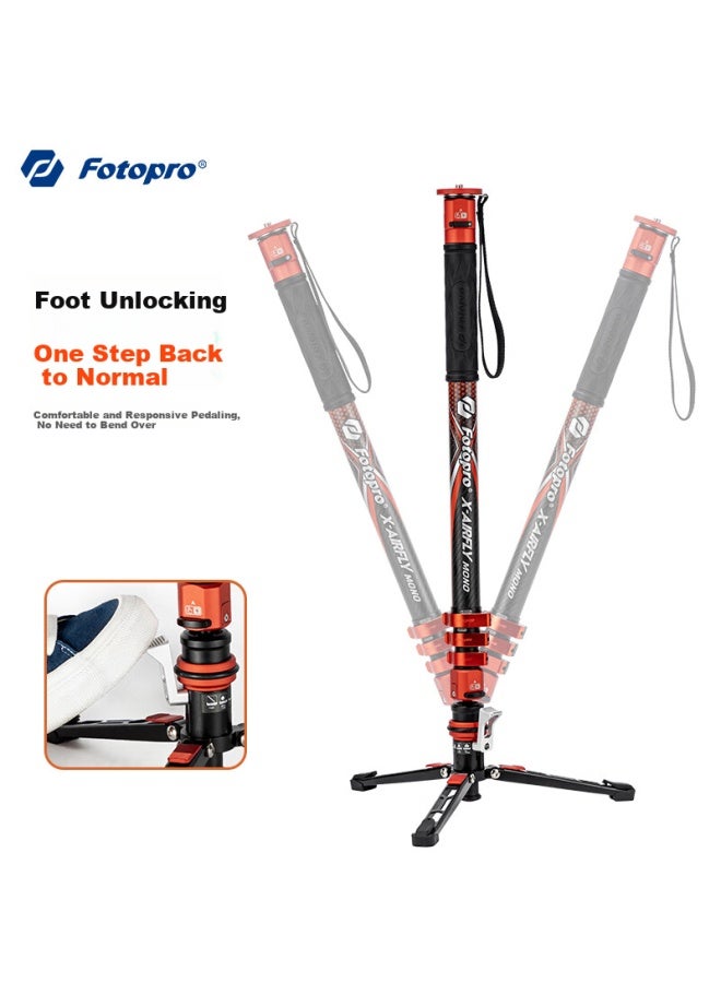 Fotopro Flying-One Monopod With Quick Release Design, Foot Pedal Unlock, 32Mm Carbon Fiber Camera Monopod, Flame Orange - Image 2