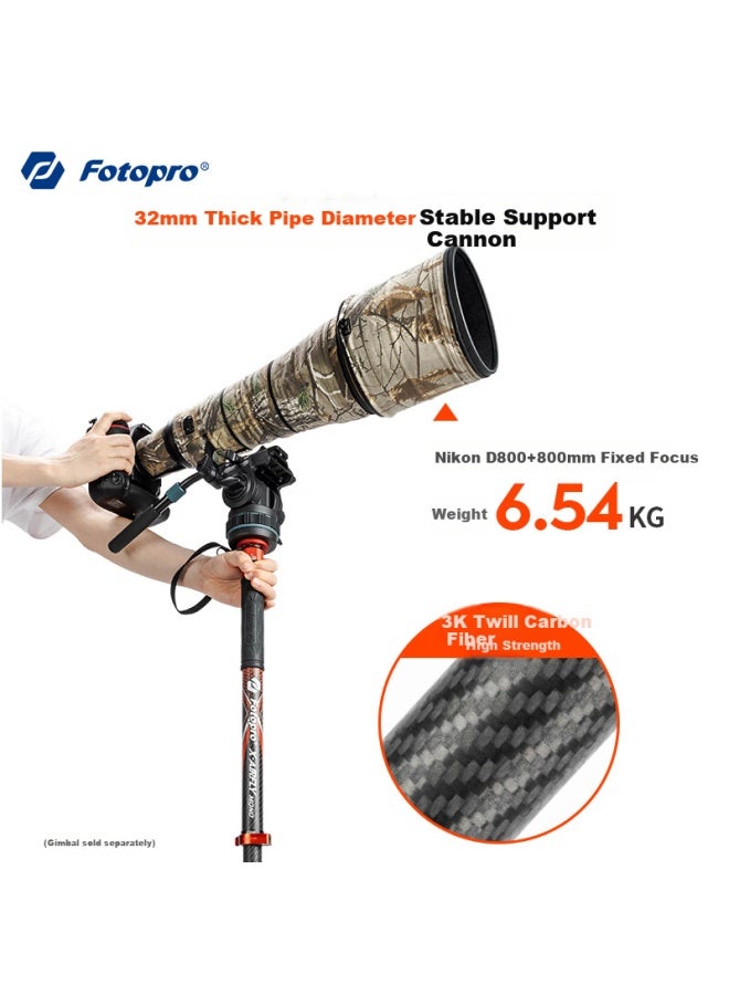 Fotopro Flying-One Monopod With Quick Release Design, Foot Pedal Unlock, 32Mm Carbon Fiber Camera Monopod, Flame Orange - Image 5